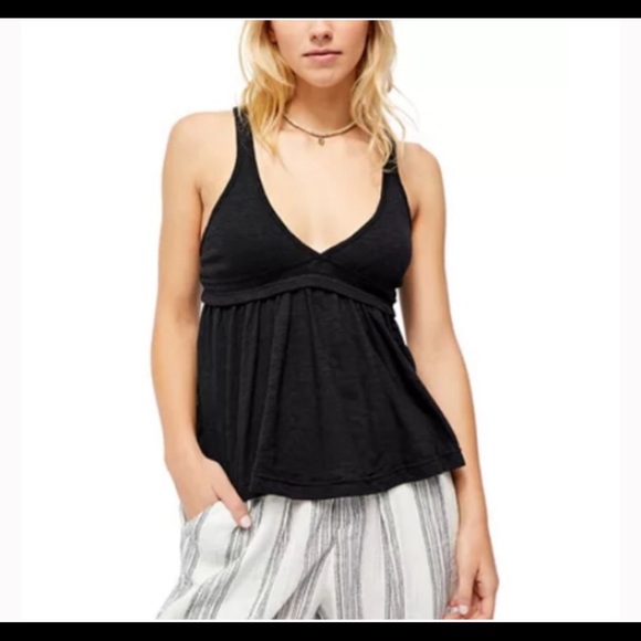 Free People Tops - Free People Black Boho Zinia Tank Top